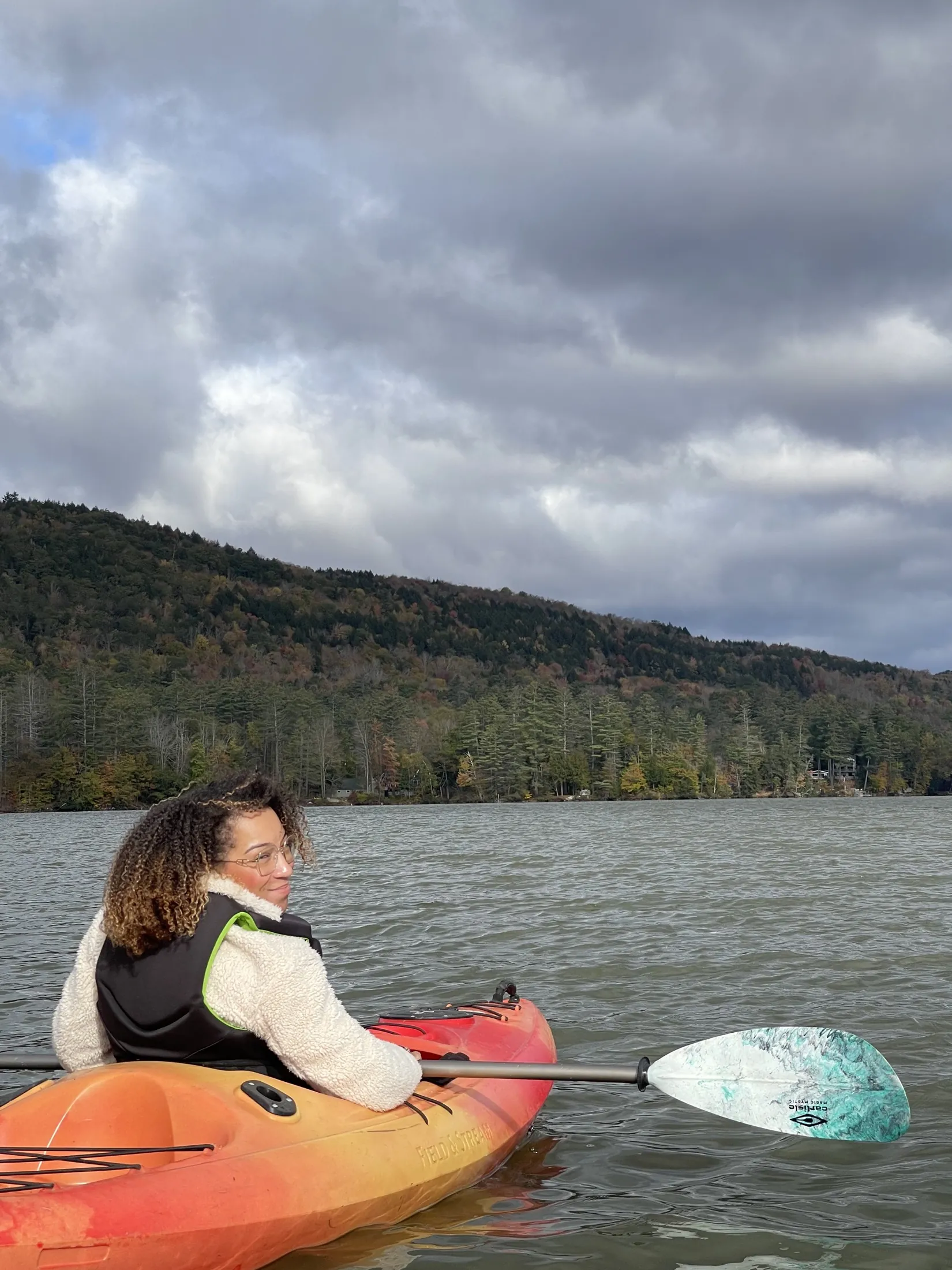 Kayaking on a mountain lake